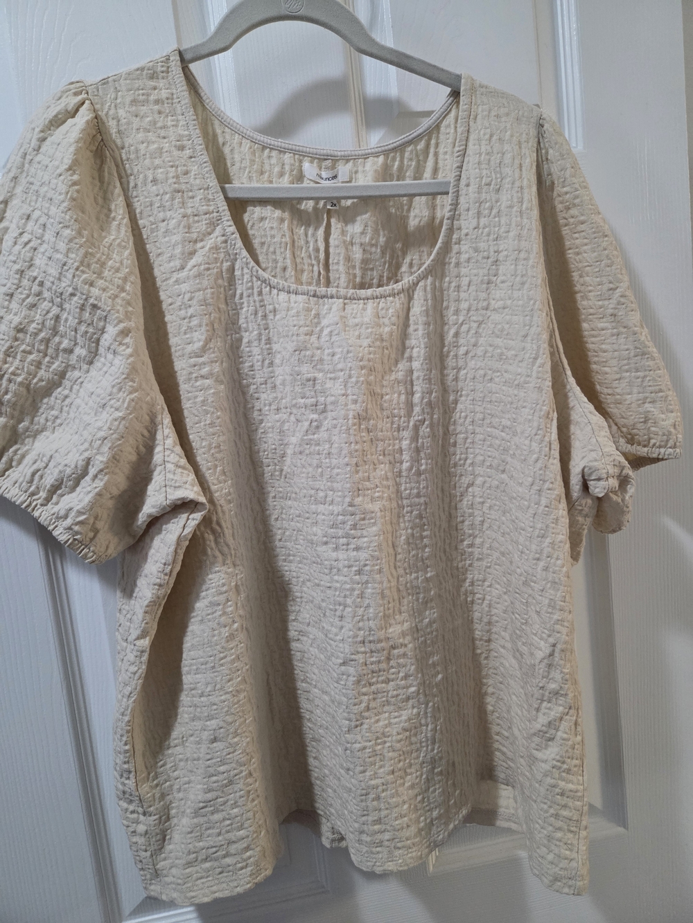 Maurices Cream Textured Scoop Neck Blouse